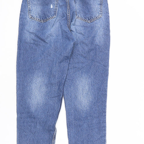 Bershka Womens Blue Cotton Mom Jeans Size 10 L26 in Regular Zip