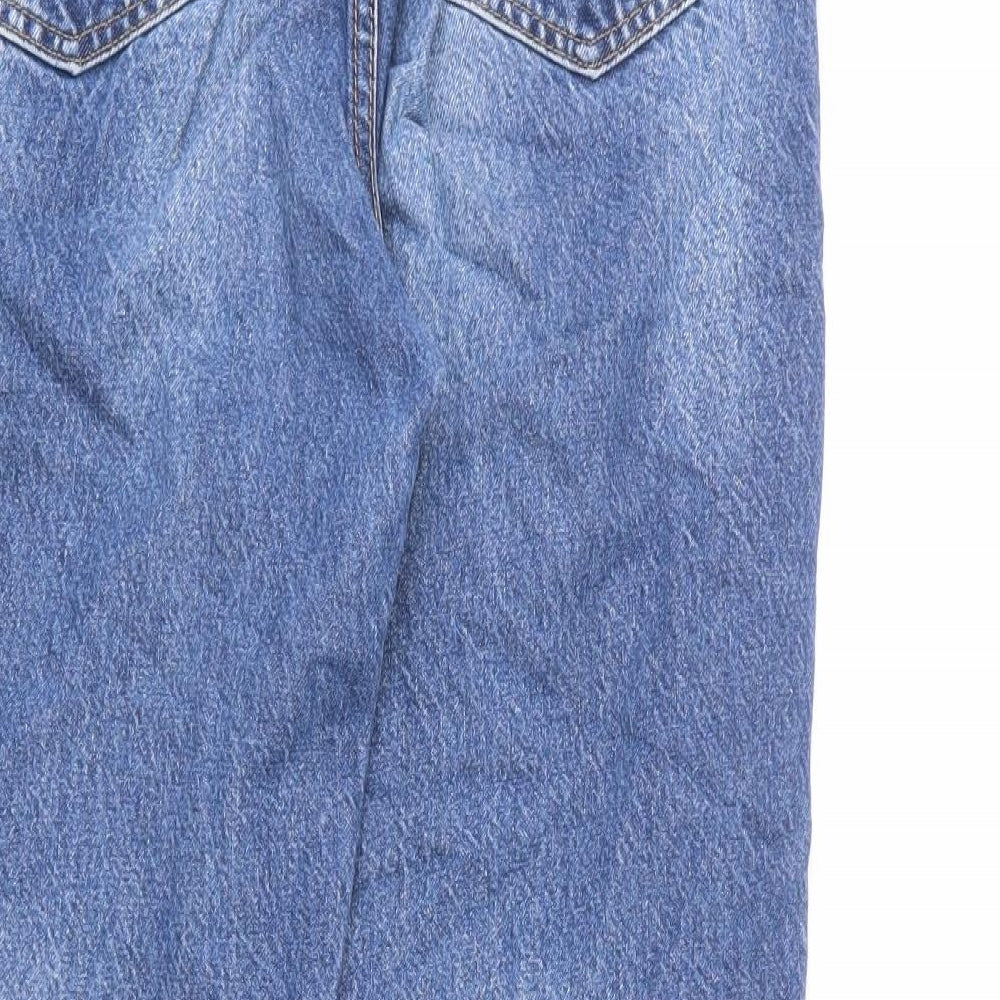Bershka Womens Blue Cotton Mom Jeans Size 10 L26 in Regular Zip