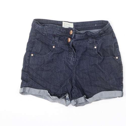 Red Herring Womens Blue Cotton Boyfriend Shorts Size 12 L3 in Regular Zip