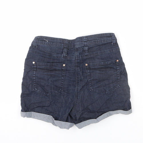 Red Herring Womens Blue Cotton Boyfriend Shorts Size 12 L3 in Regular Zip