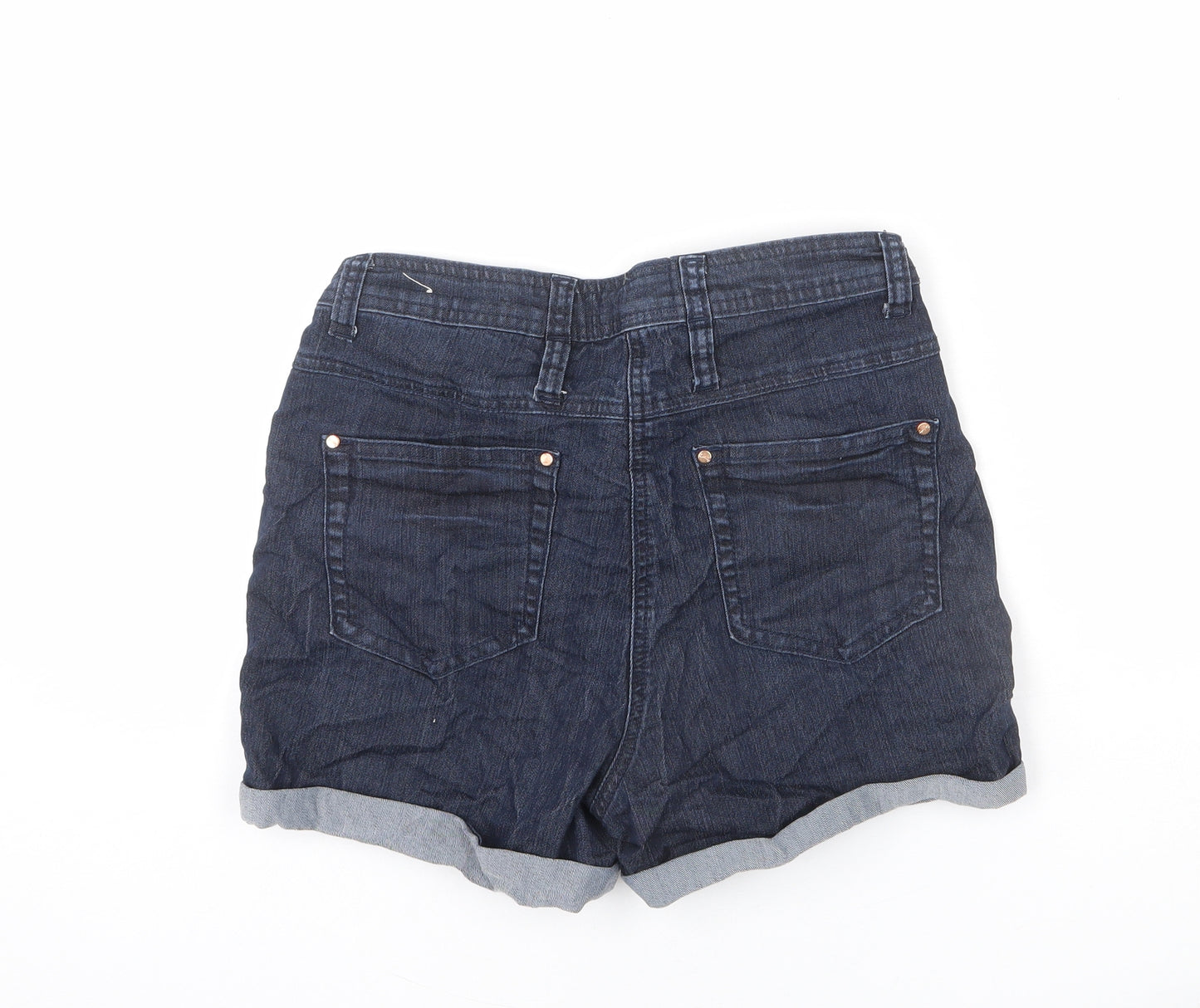 Red Herring Womens Blue Cotton Boyfriend Shorts Size 12 L3 in Regular Zip