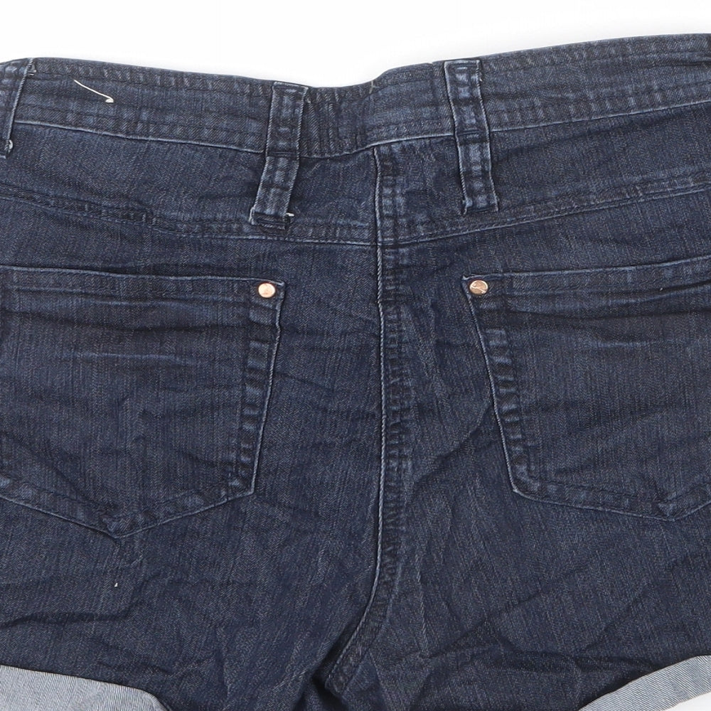 Red Herring Womens Blue Cotton Boyfriend Shorts Size 12 L3 in Regular Zip