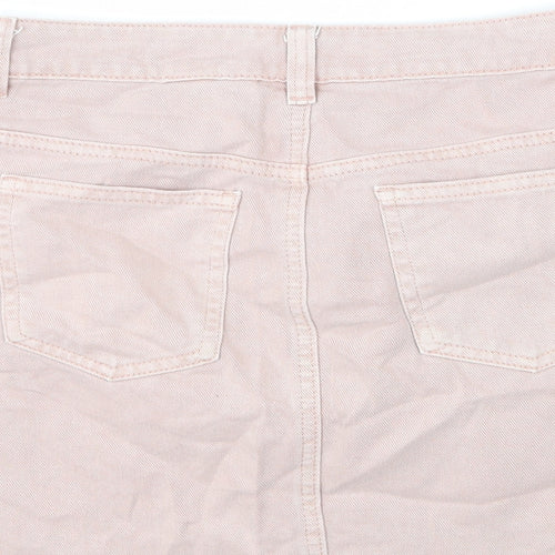 NEXT Womens Pink Cotton A-Line Skirt Size 12 Zip - Step Hem