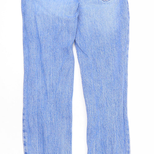 New Look Girls Blue Cotton Straight Jeans Size 14 Years L27 in Regular Zip - Distressed