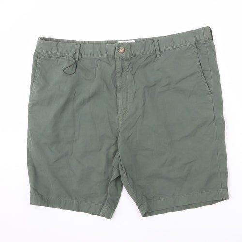 Marks and Spencer Mens Green Cotton Chino Shorts Size 44 in L10 in Regular Zip
