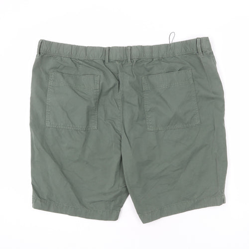 Marks and Spencer Mens Green Cotton Chino Shorts Size 44 in L10 in Regular Zip