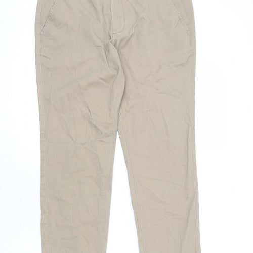 JACK & JONES Mens Beige Cotton Trousers Size 32 in L30 in Regular Zip