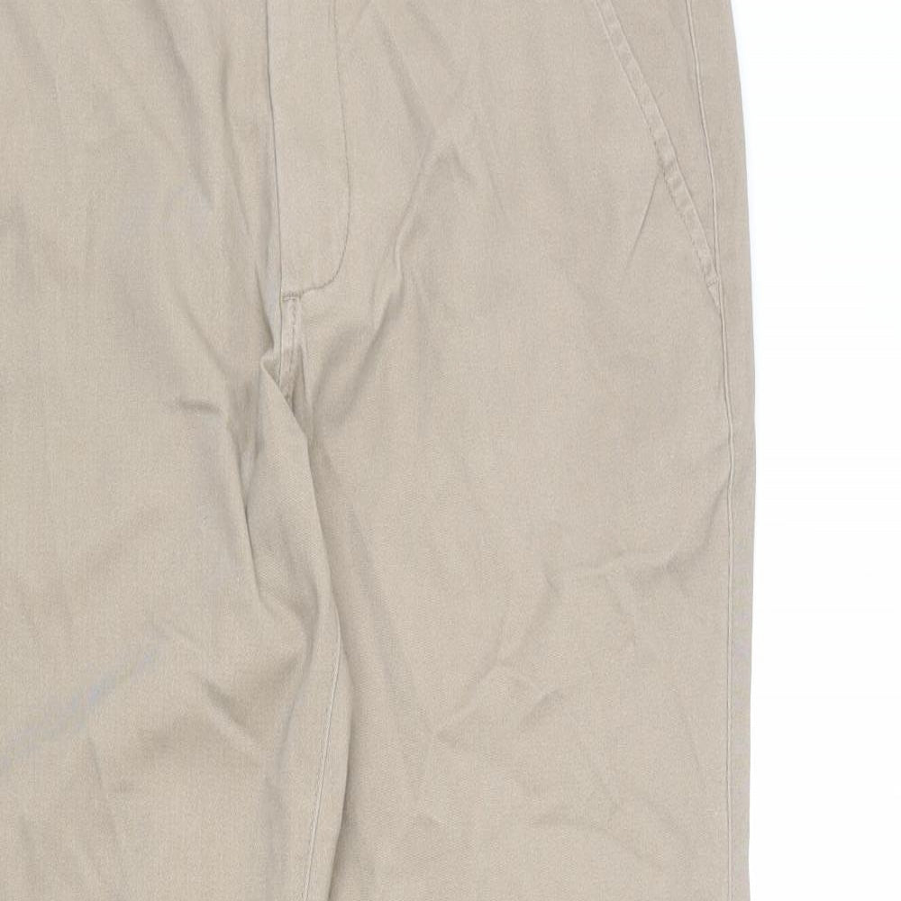 JACK & JONES Mens Beige Cotton Trousers Size 32 in L30 in Regular Zip