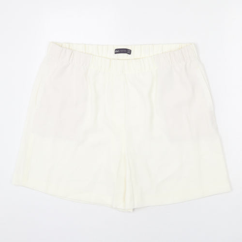 Marks and Spencer Womens Ivory Polyester Paperbag Shorts Size 18 L6 in Regular Pull On