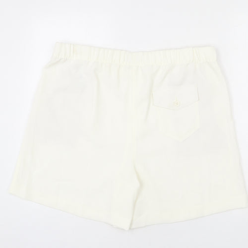Marks and Spencer Womens Ivory Polyester Paperbag Shorts Size 18 L6 in Regular Pull On