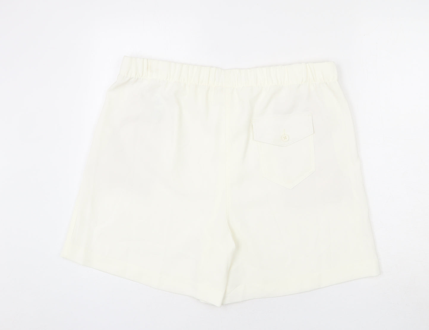 Marks and Spencer Womens Ivory Polyester Paperbag Shorts Size 18 L6 in Regular Pull On