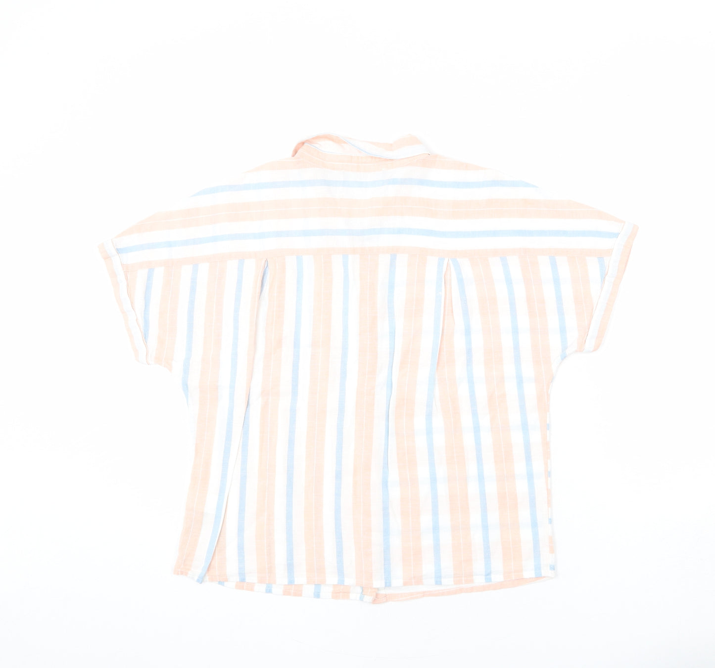 Marks and Spencer Womens Multicoloured Striped Cotton Basic Button-Up Size 10 Collared