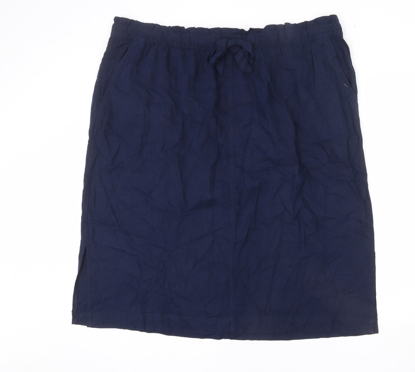 Marks and Spencer Womens Blue Linen A-Line Skirt Size 24