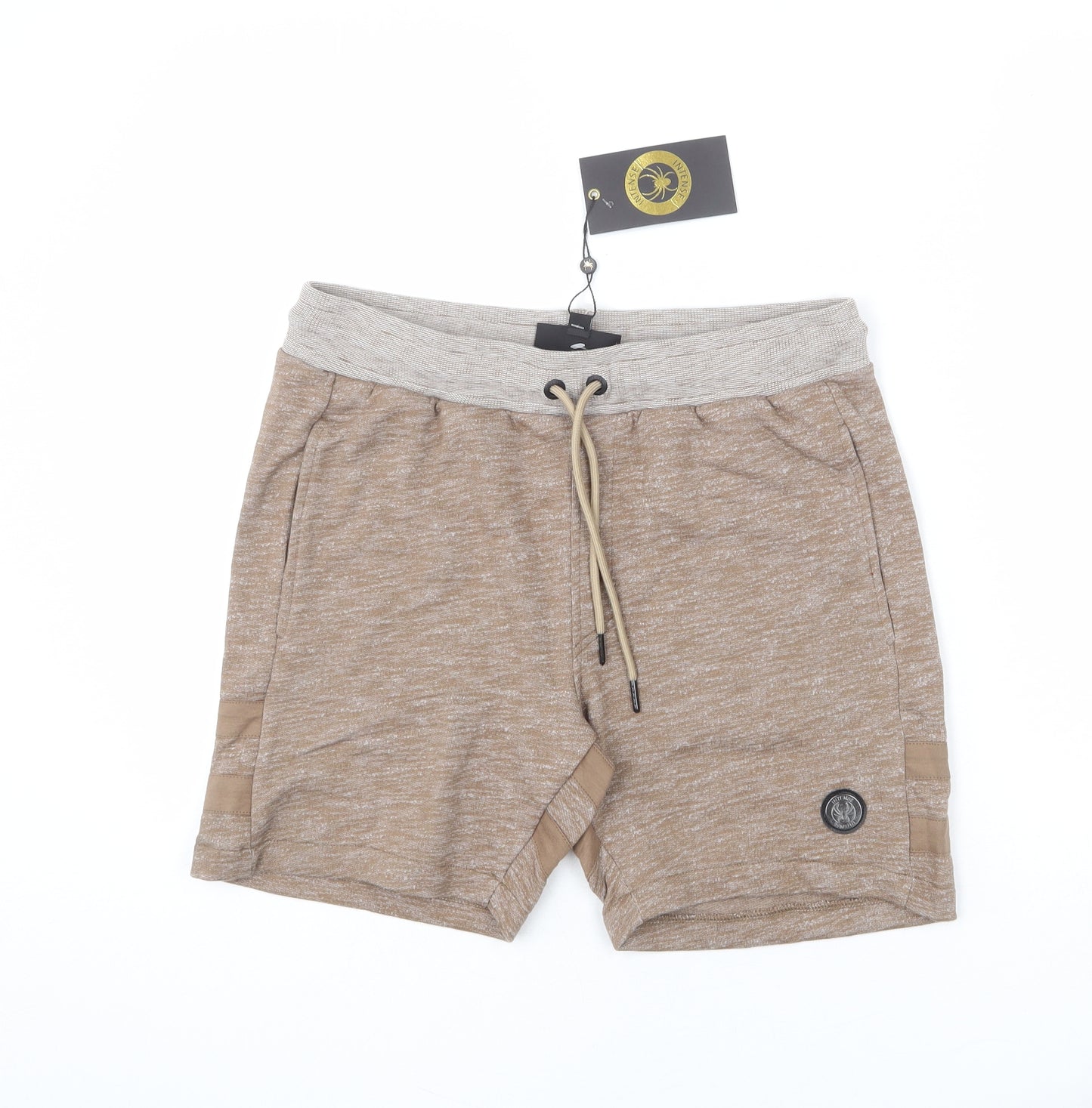 Intense Mens Brown Polyester Sweat Shorts Size S L6 in Regular Drawstring