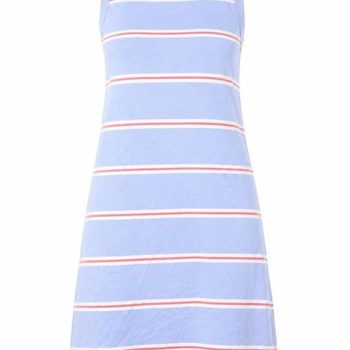 Marks and Spencer Womens Blue Striped Cotton Tank Dress Size M Round Neck Pullover