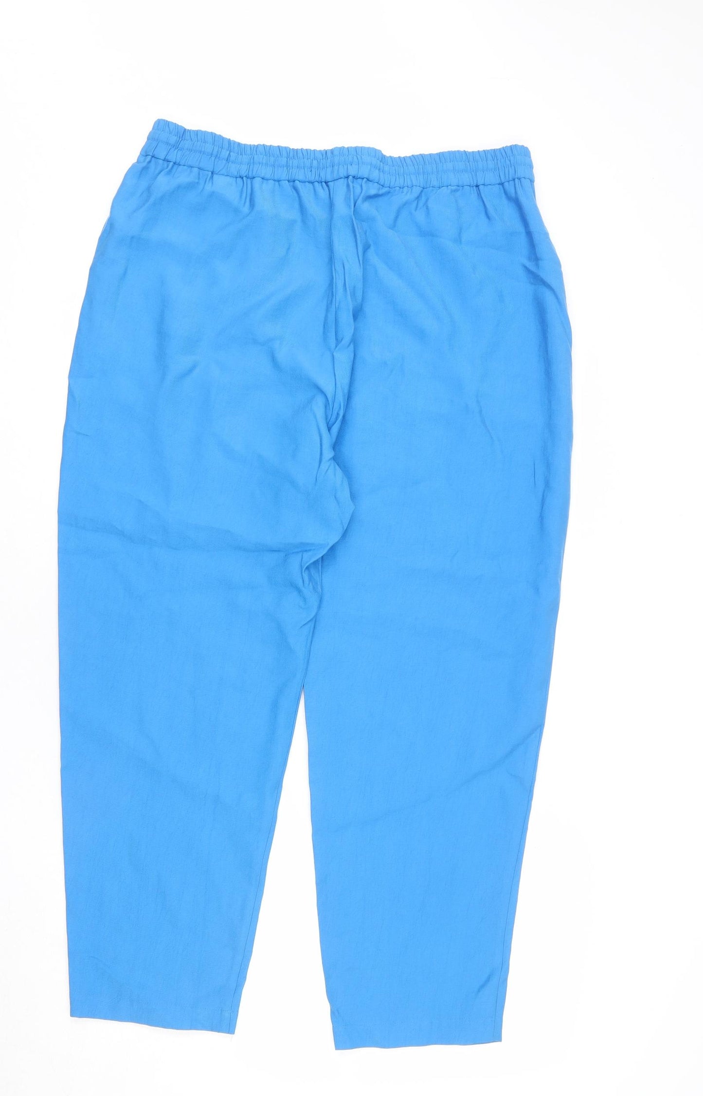 Marks and Spencer Womens Blue Polyester Trousers Size 18 L26 in Regular Drawstring