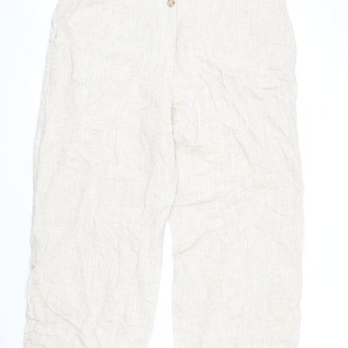 Marks and Spencer Womens Beige Polyester Trousers Size 24 L27 in Regular Zip - Short Length