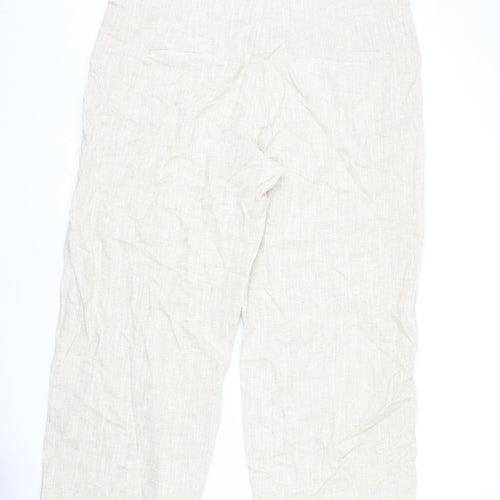 Marks and Spencer Womens Beige Polyester Trousers Size 24 L27 in Regular Zip - Short Length