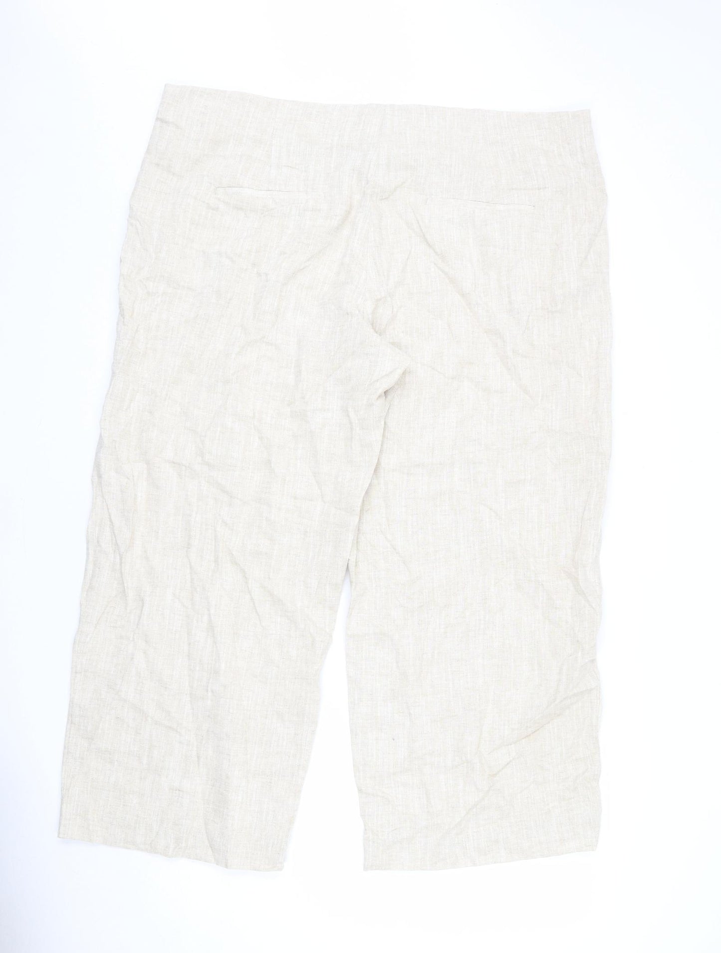 Marks and Spencer Womens Beige Polyester Trousers Size 24 L27 in Regular Zip - Short Length