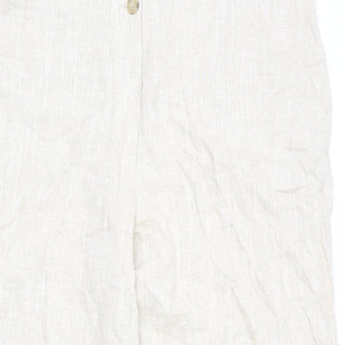 Marks and Spencer Womens Beige Polyester Trousers Size 24 L27 in Regular Zip - Short Length