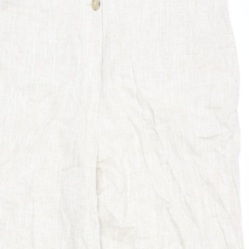 Marks and Spencer Womens Beige Polyester Trousers Size 24 L27 in Regular Zip - Short Length