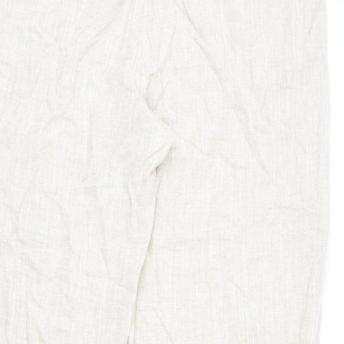 Marks and Spencer Womens Beige Polyester Trousers Size 24 L27 in Regular Zip - Short Length