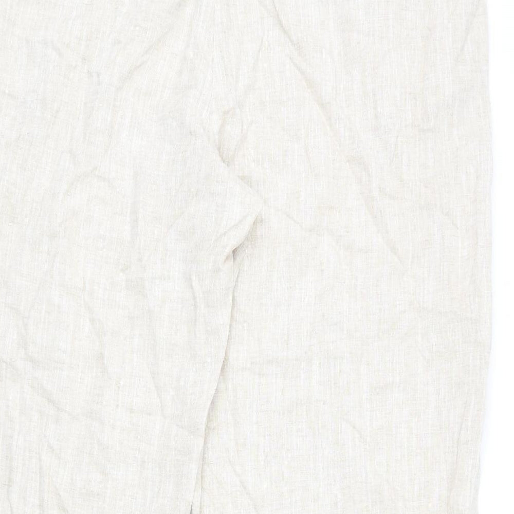 Marks and Spencer Womens Beige Polyester Trousers Size 24 L27 in Regular Zip - Short Length