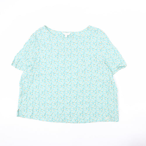 Ghost Womens Blue Floral Viscose Basic Blouse Size 20 Boat Neck