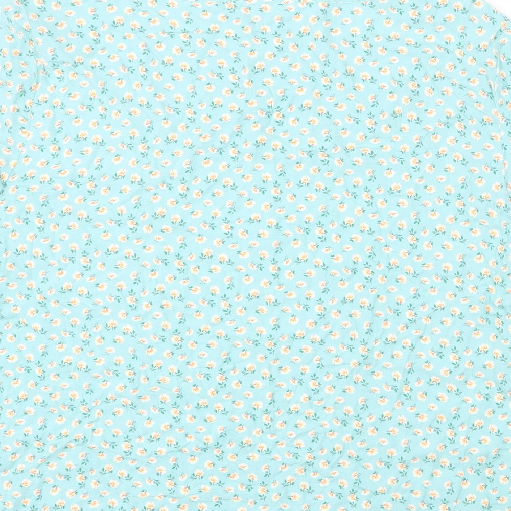 Ghost Womens Blue Floral Viscose Basic Blouse Size 20 Boat Neck