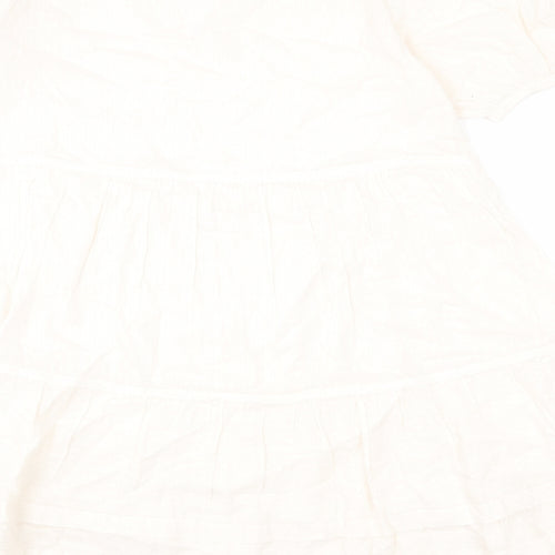 Marks and Spencer Womens Beige Geometric 100% Cotton A-Line Size 12 V-Neck Pullover - Bows