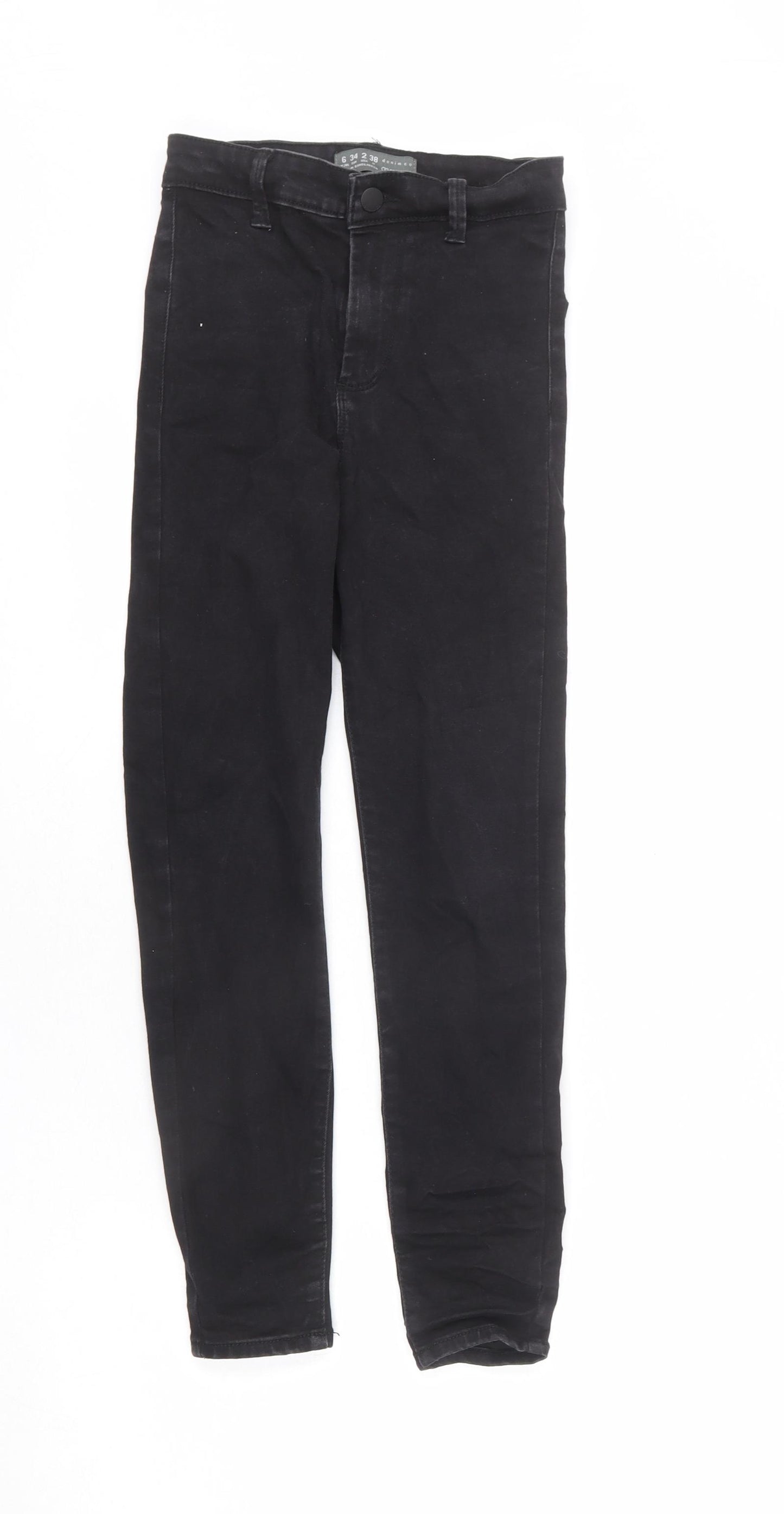 Denim & Co. Womens Black Cotton Skinny Jeans Size 6 L23 in Regular Zip