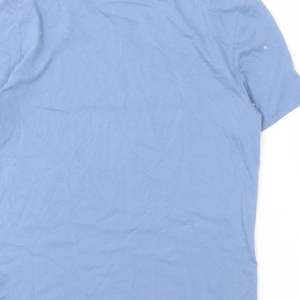 Marks and Spencer Womens Blue 100% Cotton Basic T-Shirt Size 6 Round Neck