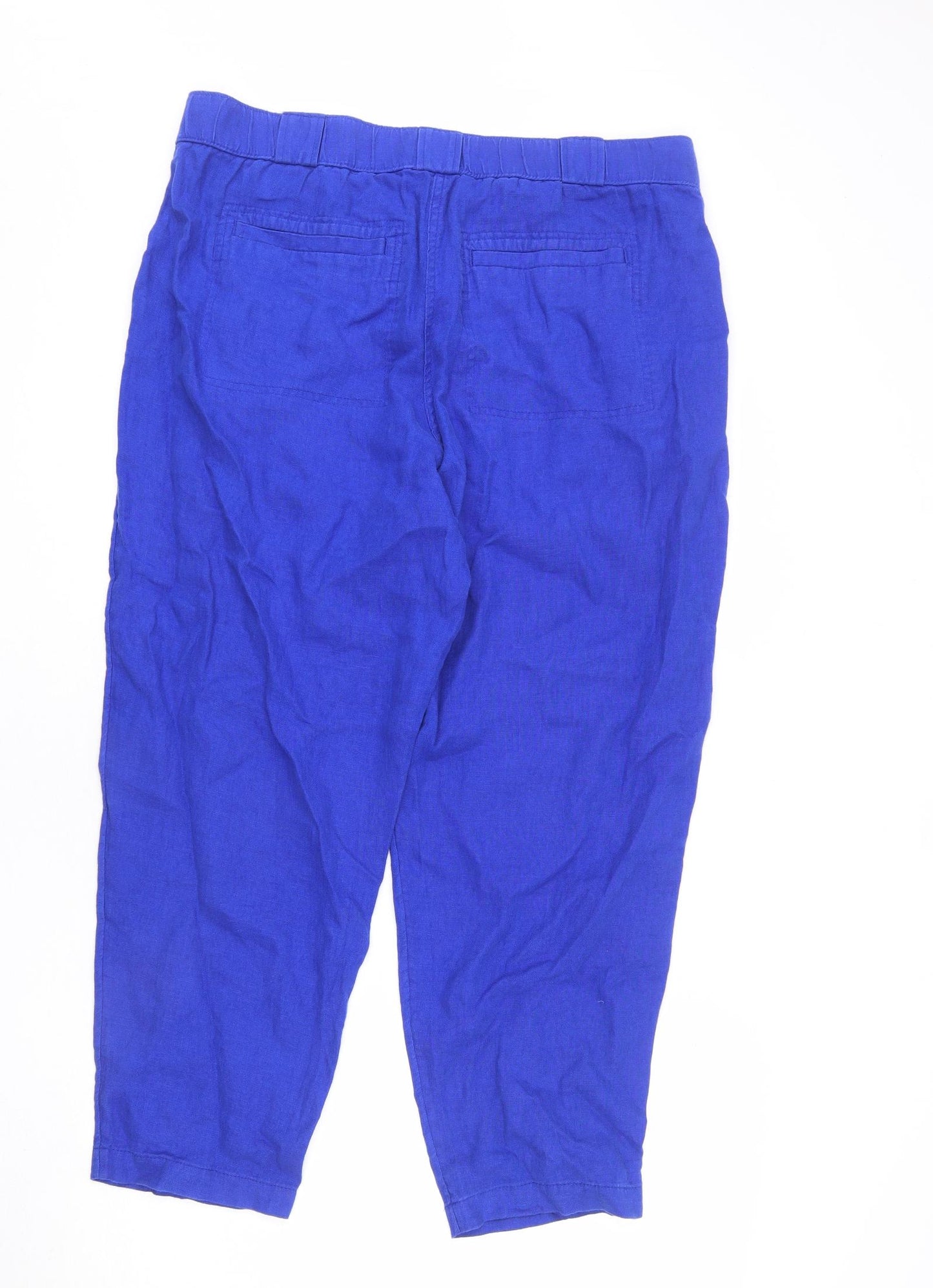 Marks and Spencer Womens Blue Polyester Trousers Size 18 L25 in Regular Zip