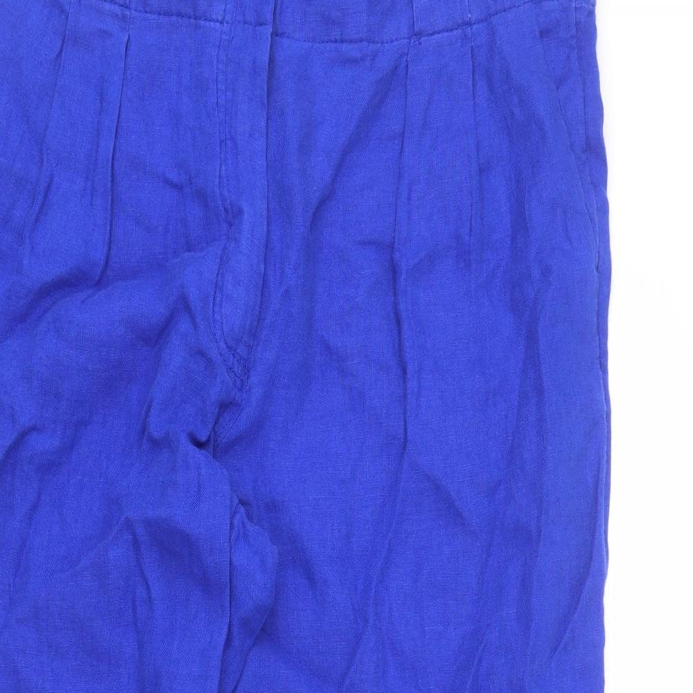 Marks and Spencer Womens Blue Polyester Trousers Size 18 L25 in Regular Zip