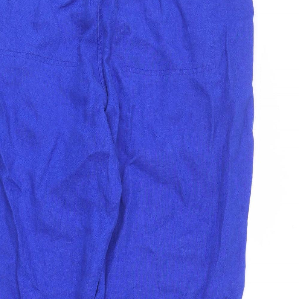 Marks and Spencer Womens Blue Polyester Trousers Size 18 L25 in Regular Zip