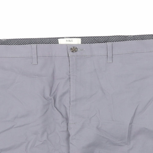 Marks and Spencer Mens Grey Cotton Bermuda Shorts Size 48 in L10 in Regular Zip