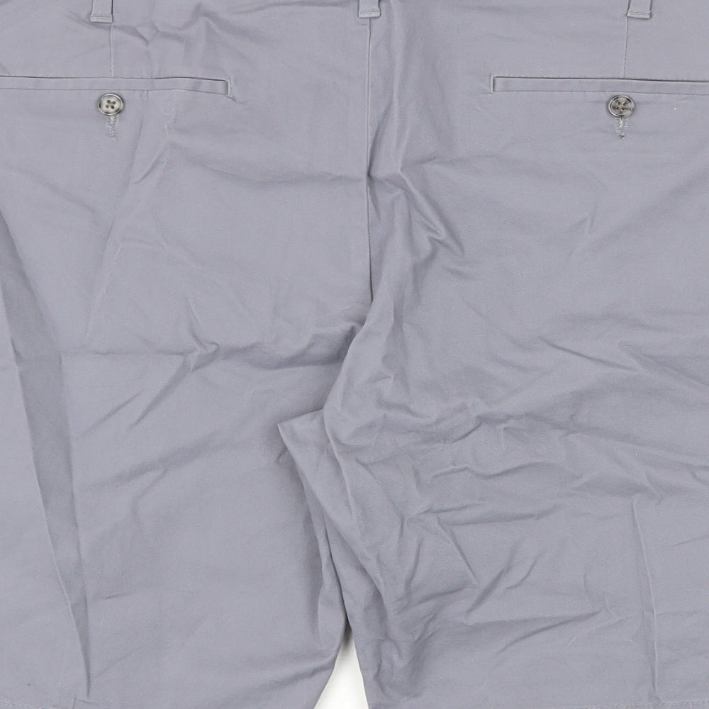 Marks and Spencer Mens Grey Cotton Bermuda Shorts Size 48 in L10 in Regular Zip
