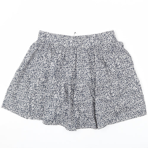 Marks and Spencer Womens Blue Floral Cotton Flare Skirt Size 14