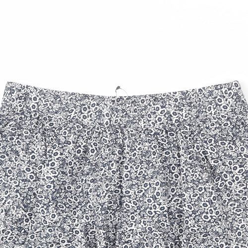Marks and Spencer Womens Blue Floral Cotton Flare Skirt Size 14
