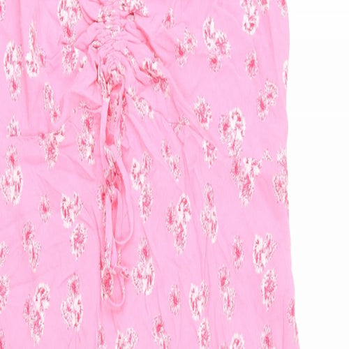 Ghost Womens Pink Floral Viscose Slip Dress Size 14 V-Neck Pullover