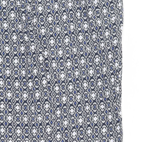 Marks and Spencer Womens Blue Geometric Viscose Trousers Size 24 L25 in Regular