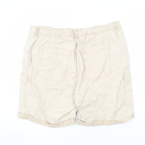 Marks and Spencer Womens Beige Lyocell Cargo Shorts Size 20 L6 in Regular Zip