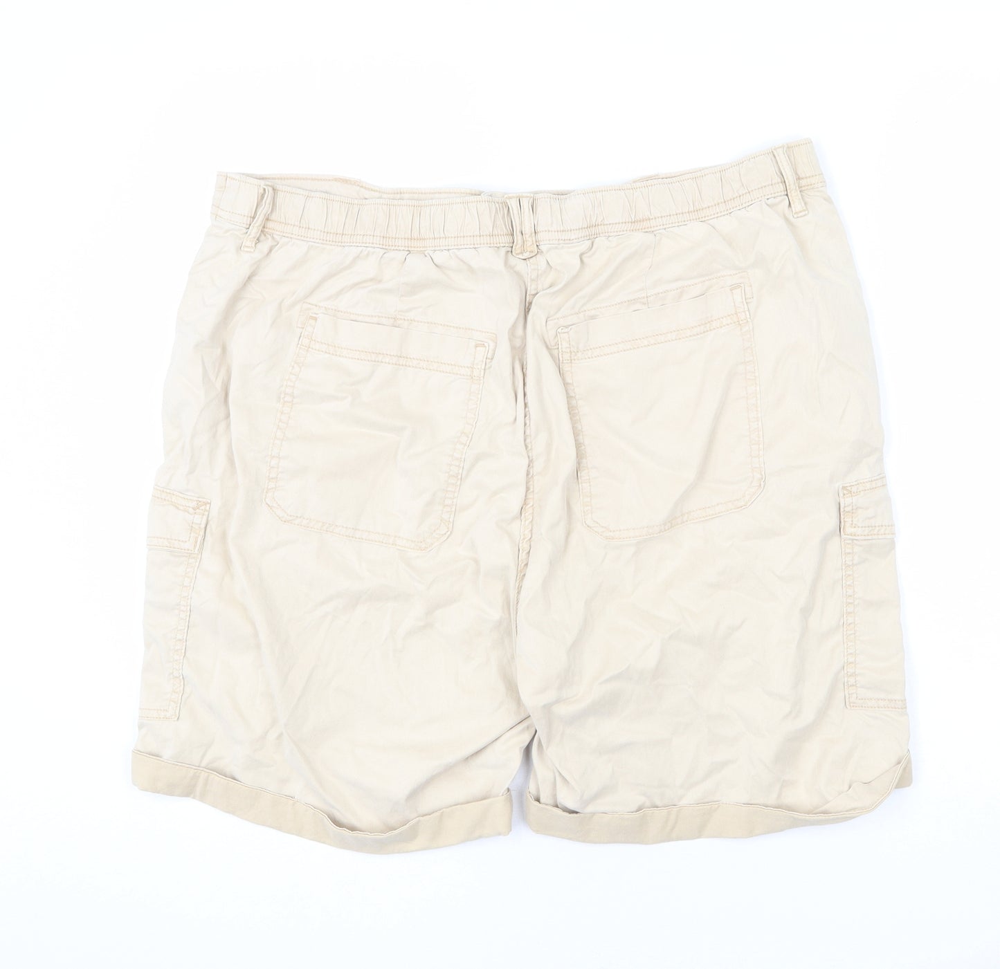 Marks and Spencer Womens Beige Lyocell Cargo Shorts Size 20 L6 in Regular Zip