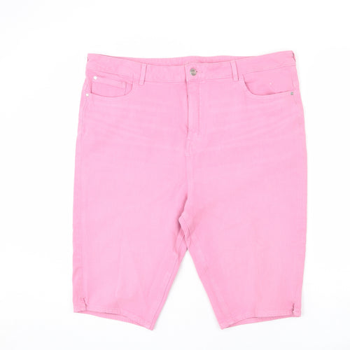 Marks and Spencer Womens Pink Cotton Bermuda Shorts Size 40 L12 in Regular Zip