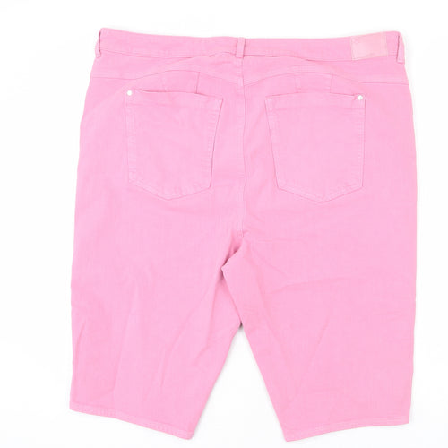 Marks and Spencer Womens Pink Cotton Bermuda Shorts Size 40 L12 in Regular Zip