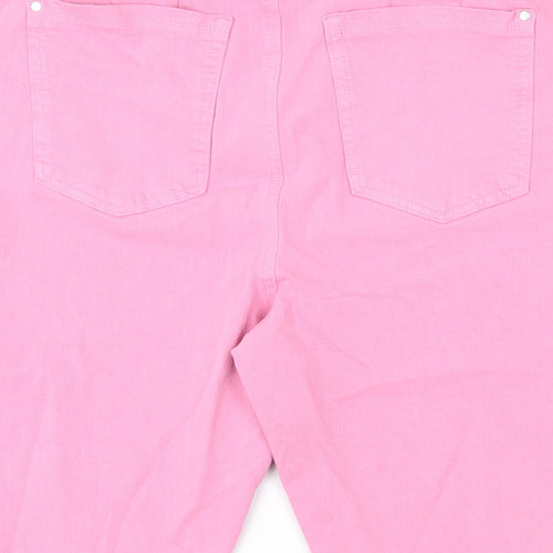 Marks and Spencer Womens Pink Cotton Bermuda Shorts Size 40 L12 in Regular Zip