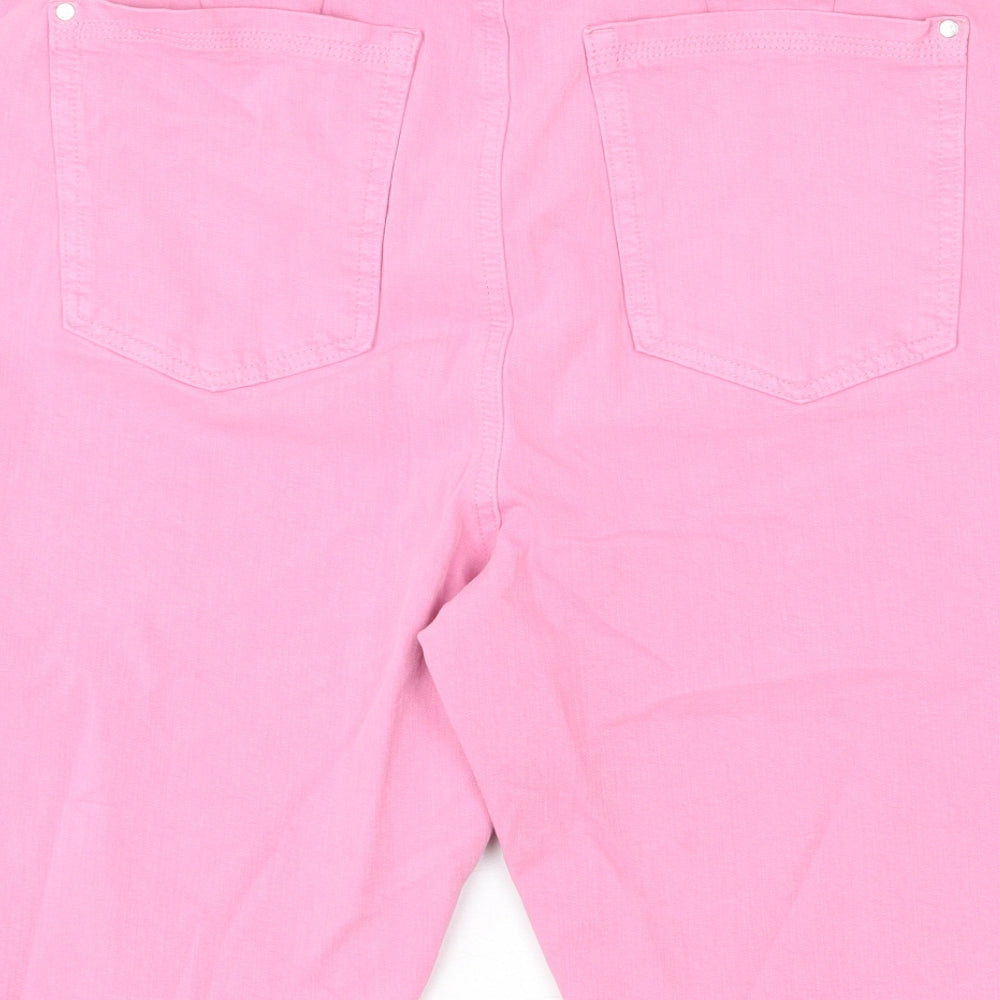 Marks and Spencer Womens Pink Cotton Bermuda Shorts Size 40 L12 in Regular Zip