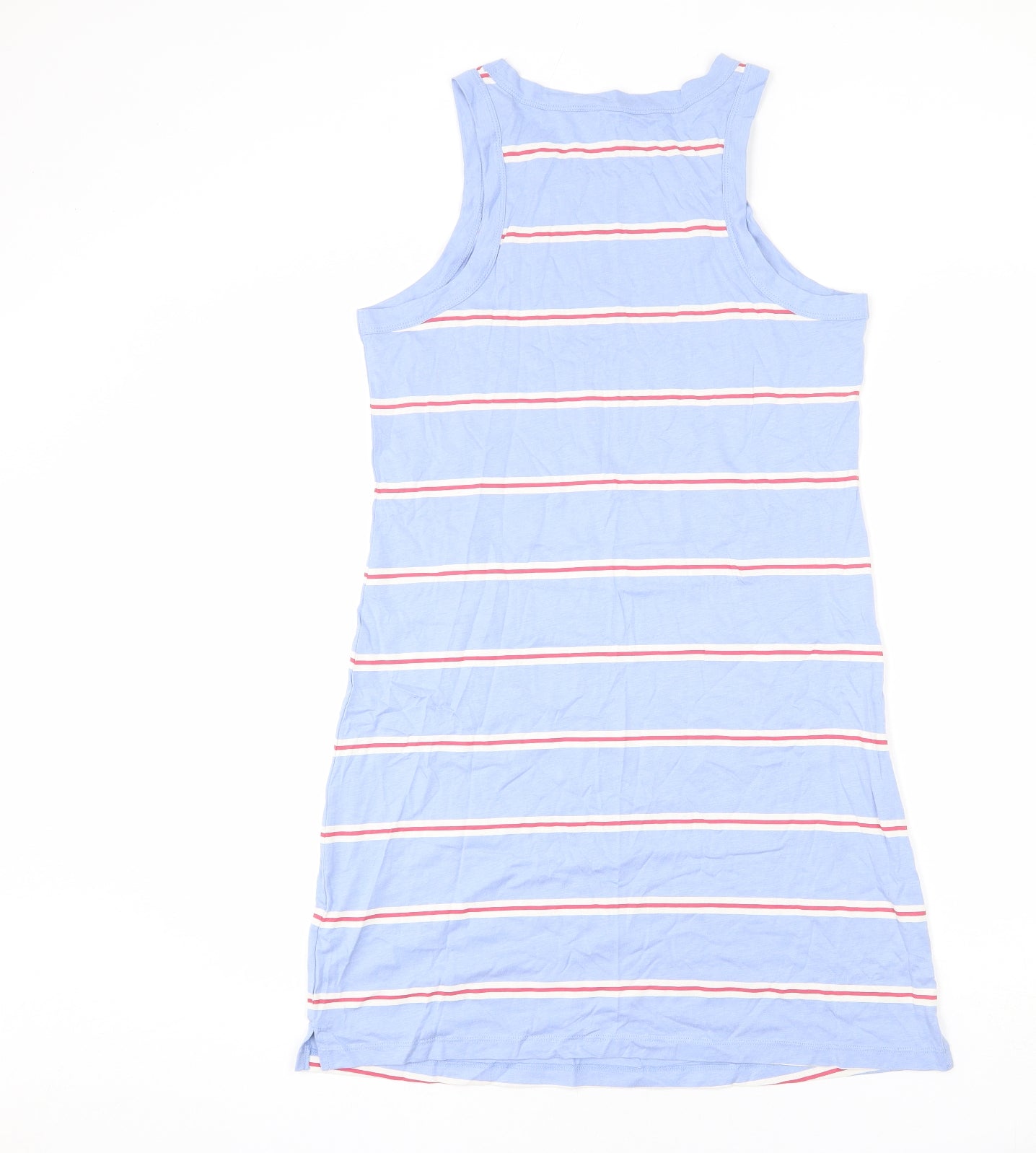 Marks and Spencer Womens Blue Striped Cotton Tank Dress Size M Round Neck Pullover