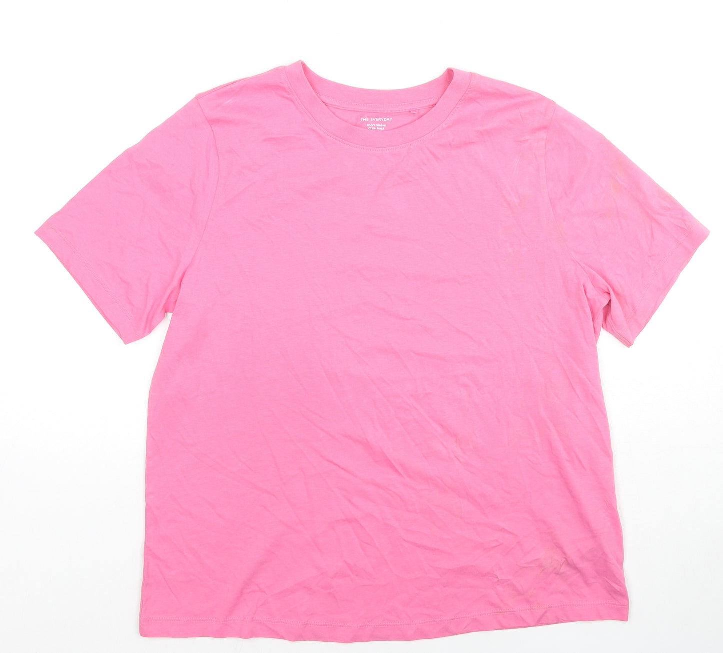 Marks and Spencer Womens Pink Cotton Basic T-Shirt Size 14 Crew Neck