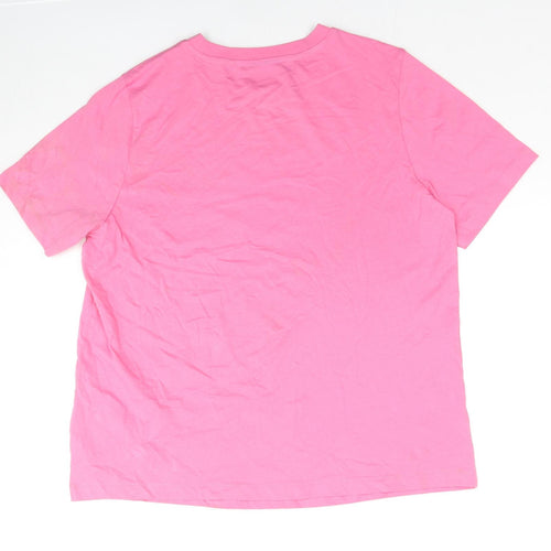 Marks and Spencer Womens Pink Cotton Basic T-Shirt Size 14 Crew Neck